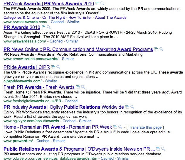 PR awards