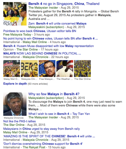 Just Google Bersih4+Chinese+Malay and you will see how obsessed with race Malaysians have become